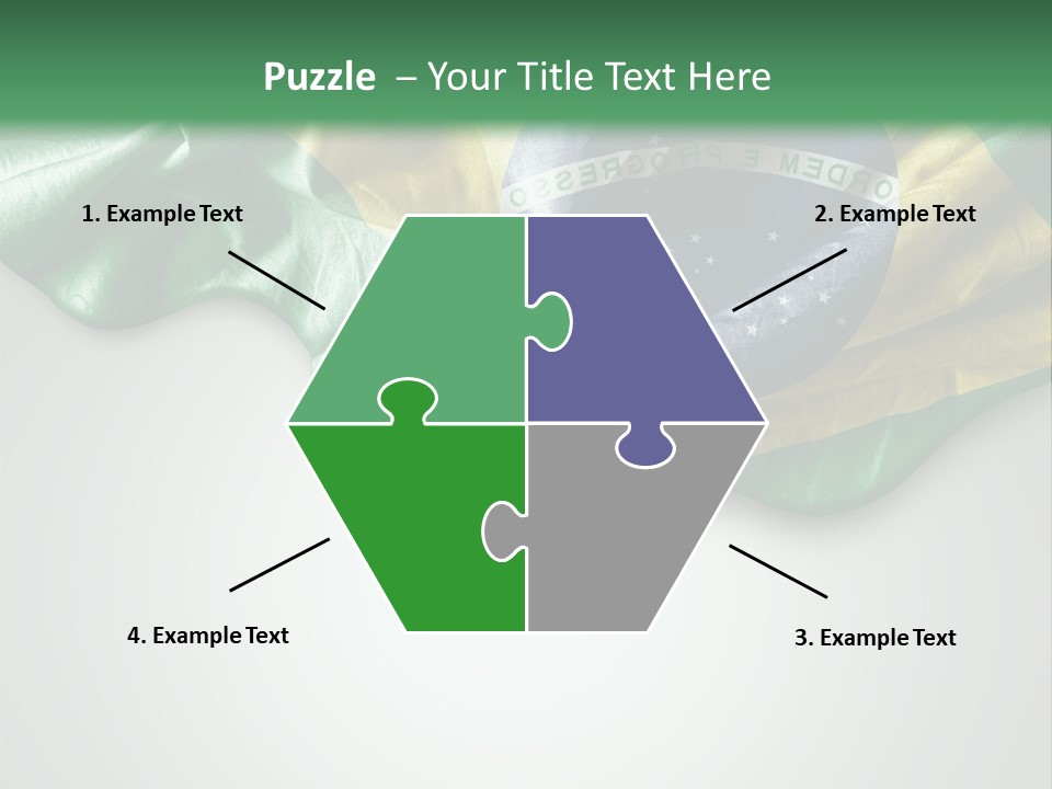 The Flag Of Brazil On A Green And White Background PowerPoint Template