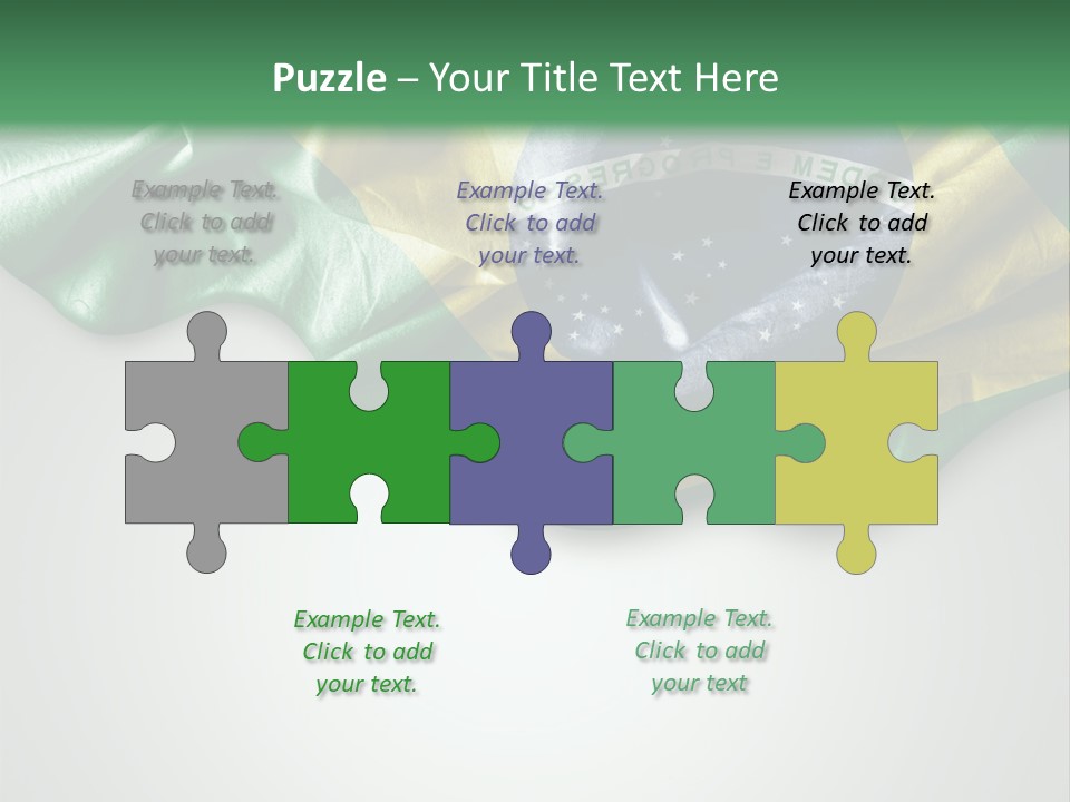 The Flag Of Brazil On A Green And White Background PowerPoint Template