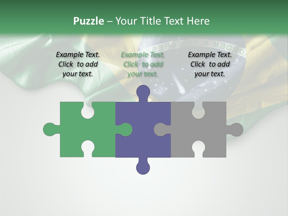 The Flag Of Brazil On A Green And White Background PowerPoint Template