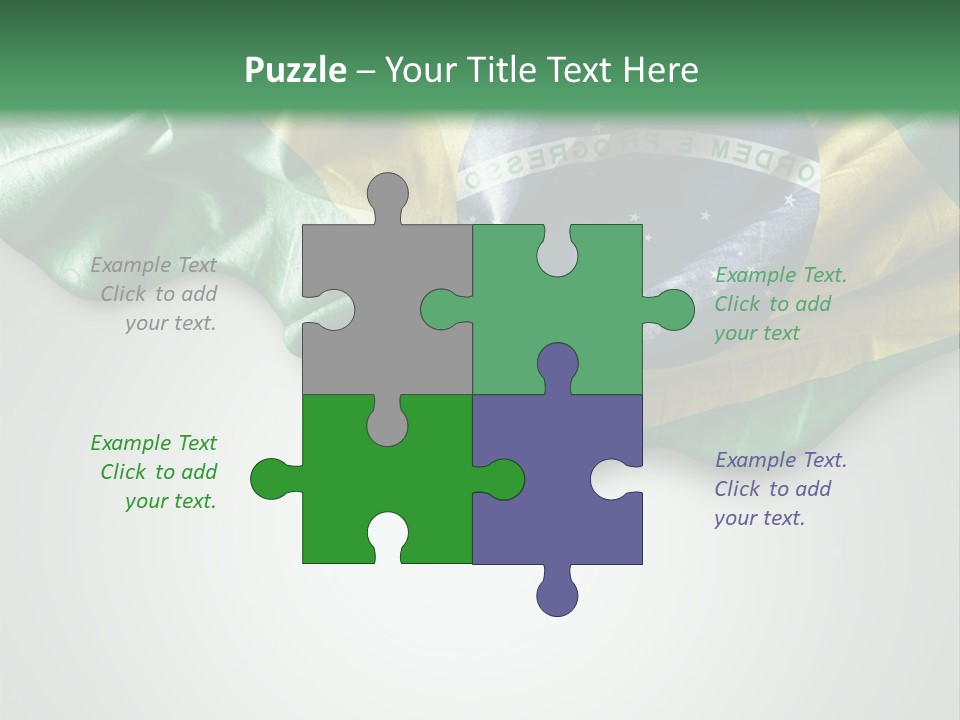 The Flag Of Brazil On A Green And White Background PowerPoint Template