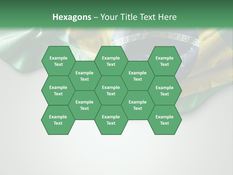 The Flag Of Brazil On A Green And White Background PowerPoint Template
