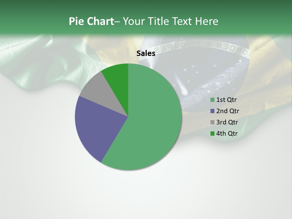 The Flag Of Brazil On A Green And White Background PowerPoint Template