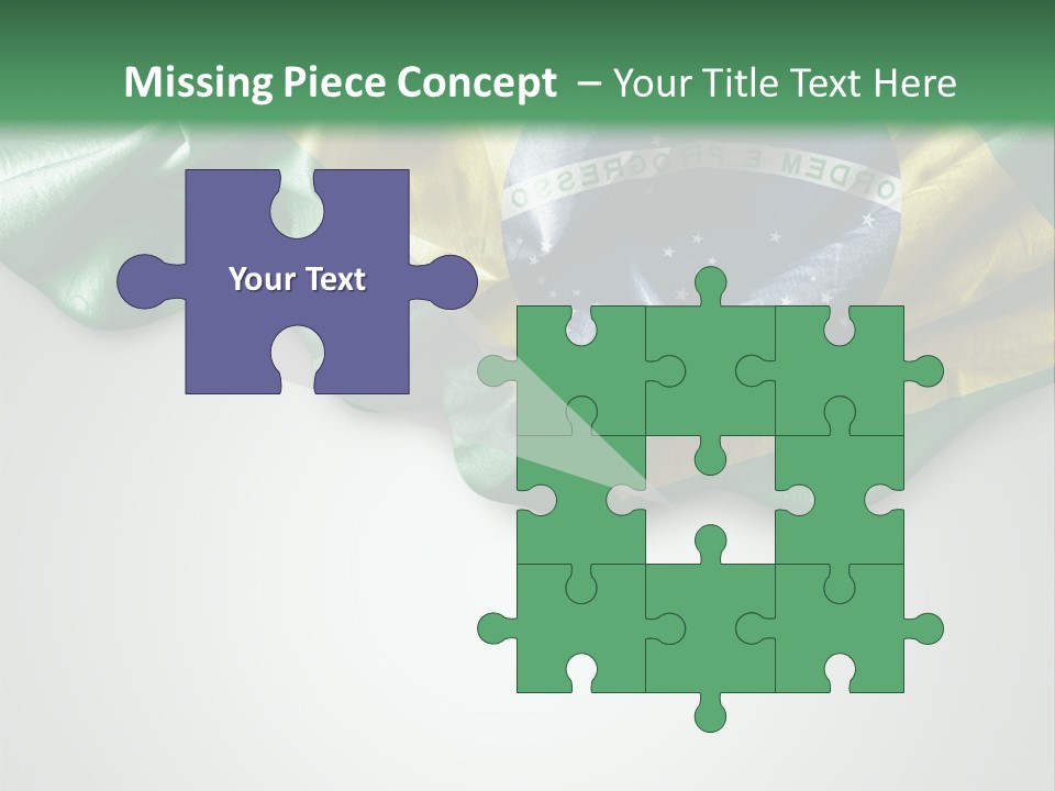 The Flag Of Brazil On A Green And White Background PowerPoint Template