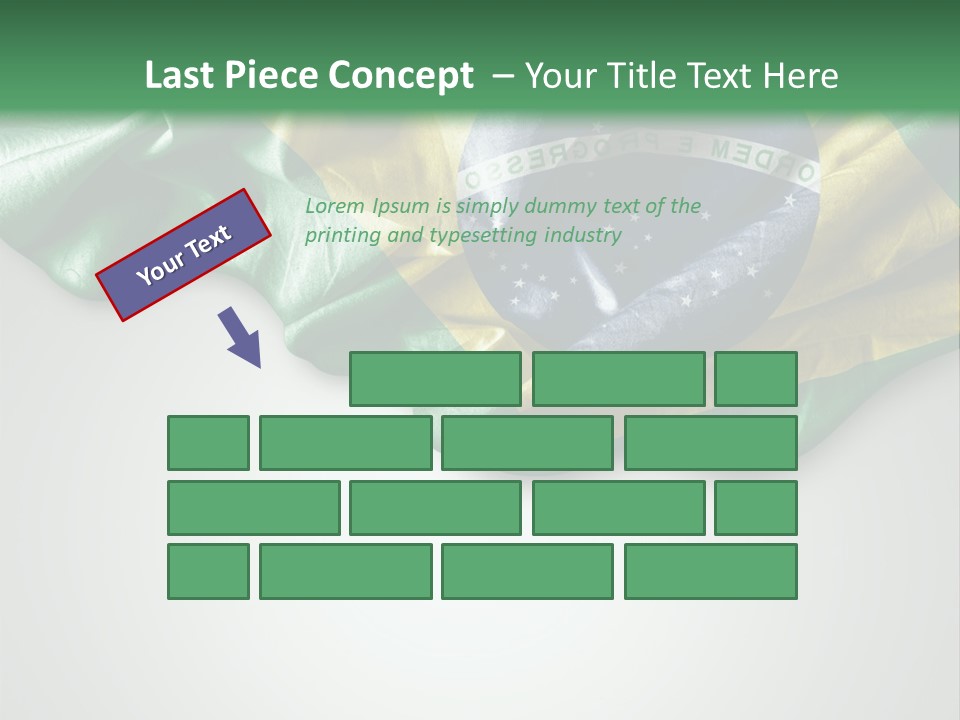 The Flag Of Brazil On A Green And White Background PowerPoint Template