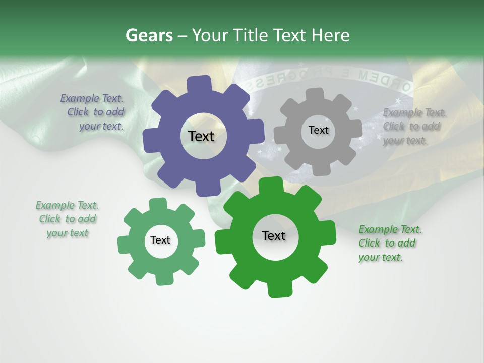 The Flag Of Brazil On A Green And White Background PowerPoint Template