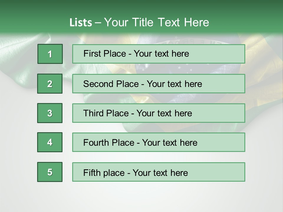 The Flag Of Brazil On A Green And White Background PowerPoint Template
