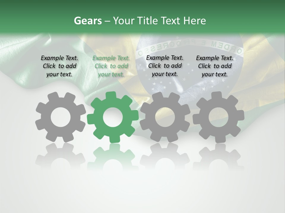 The Flag Of Brazil On A Green And White Background PowerPoint Template