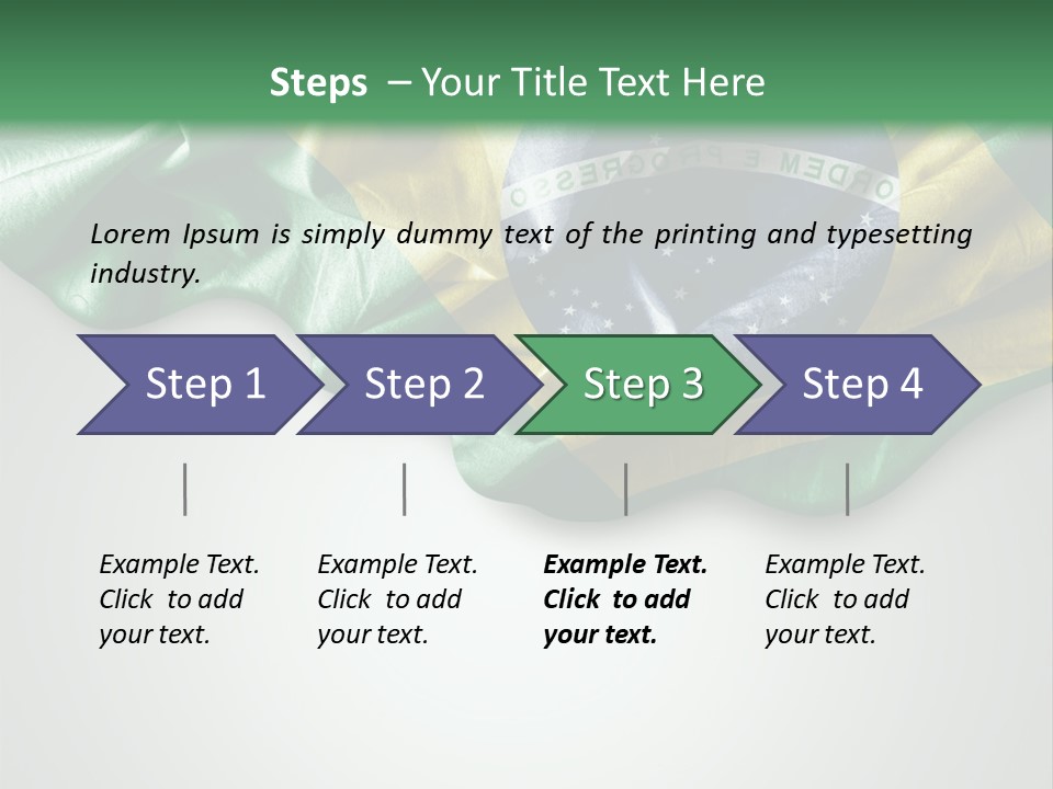 The Flag Of Brazil On A Green And White Background PowerPoint Template