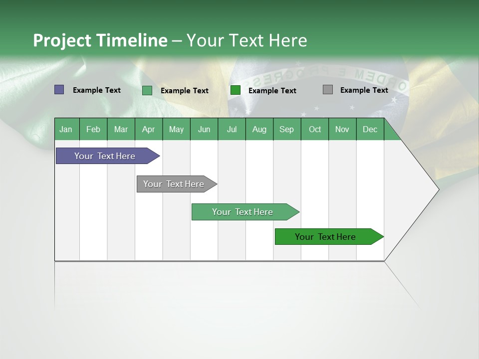 The Flag Of Brazil On A Green And White Background PowerPoint Template