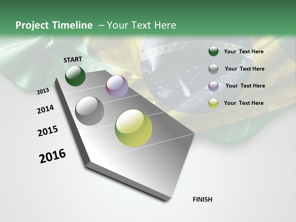 The Flag Of Brazil On A Green And White Background PowerPoint Template