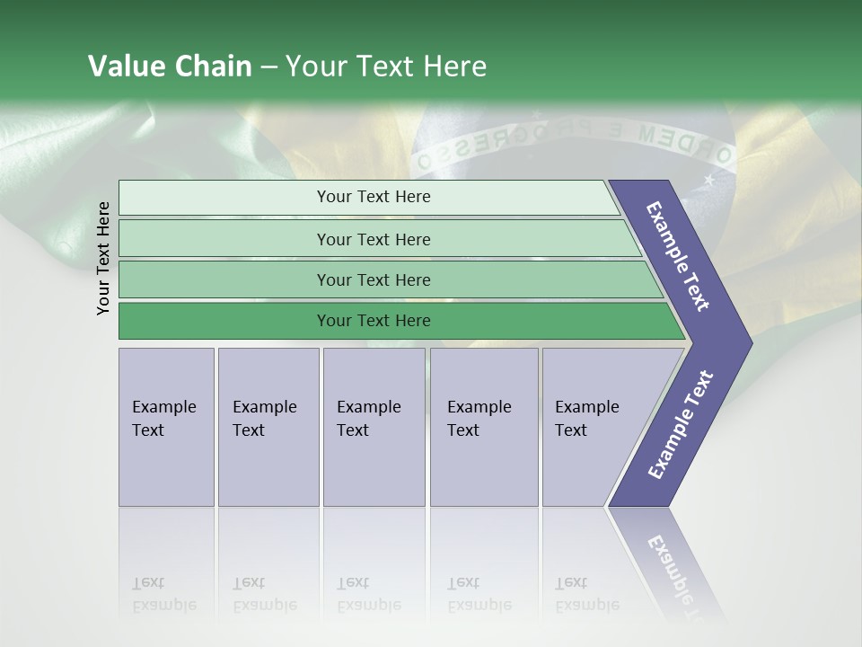 The Flag Of Brazil On A Green And White Background PowerPoint Template