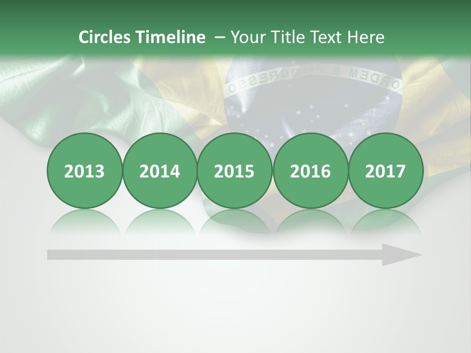 The Flag Of Brazil On A Green And White Background PowerPoint Template