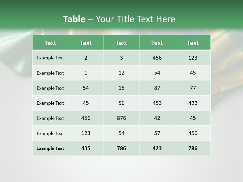 The Flag Of Brazil On A Green And White Background PowerPoint Template