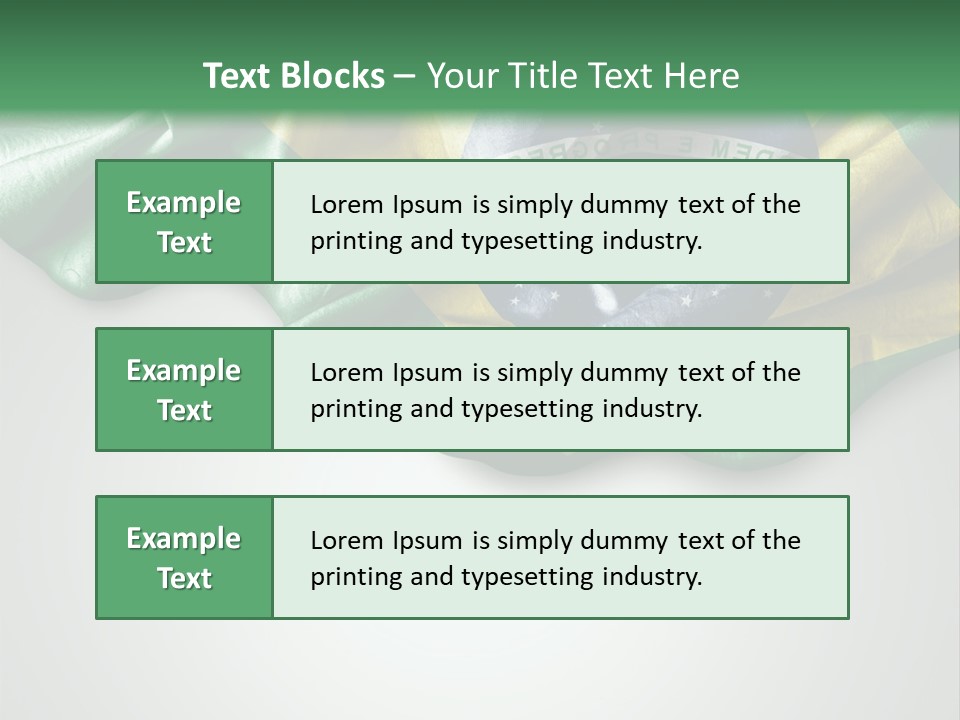 The Flag Of Brazil On A Green And White Background PowerPoint Template