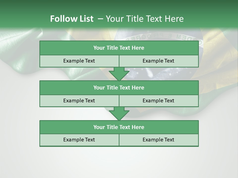 The Flag Of Brazil On A Green And White Background PowerPoint Template