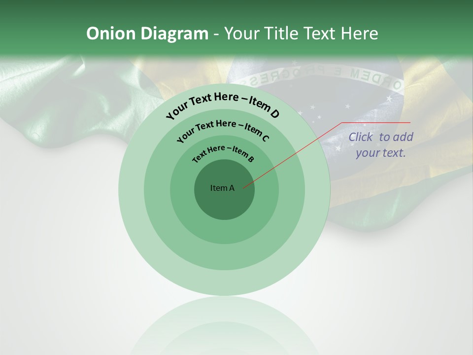 The Flag Of Brazil On A Green And White Background PowerPoint Template