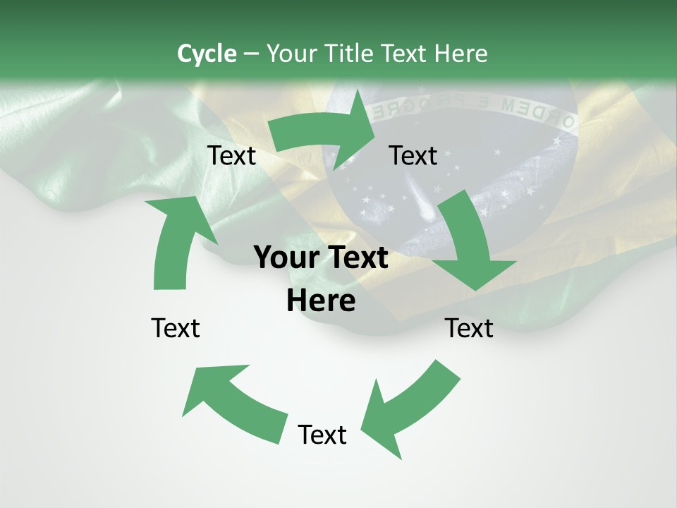 The Flag Of Brazil On A Green And White Background PowerPoint Template