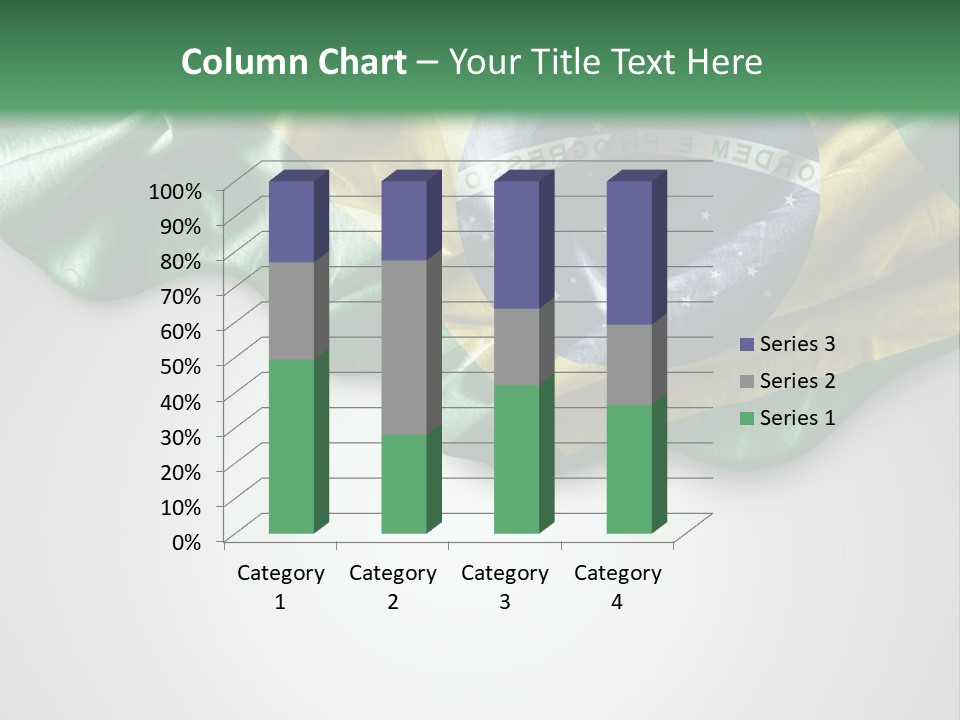 The Flag Of Brazil On A Green And White Background PowerPoint Template