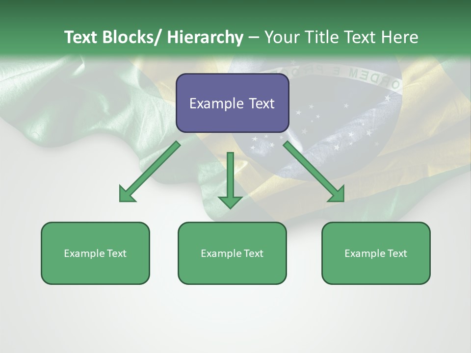 The Flag Of Brazil On A Green And White Background PowerPoint Template