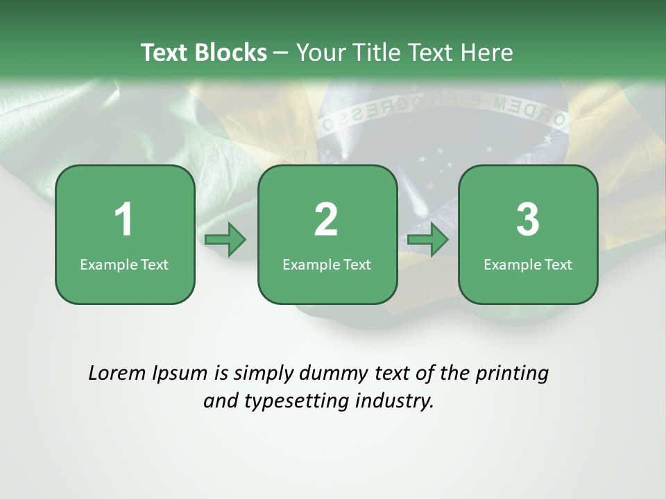 The Flag Of Brazil On A Green And White Background PowerPoint Template