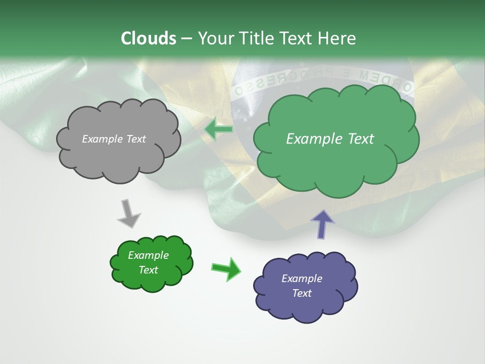 The Flag Of Brazil On A Green And White Background PowerPoint Template