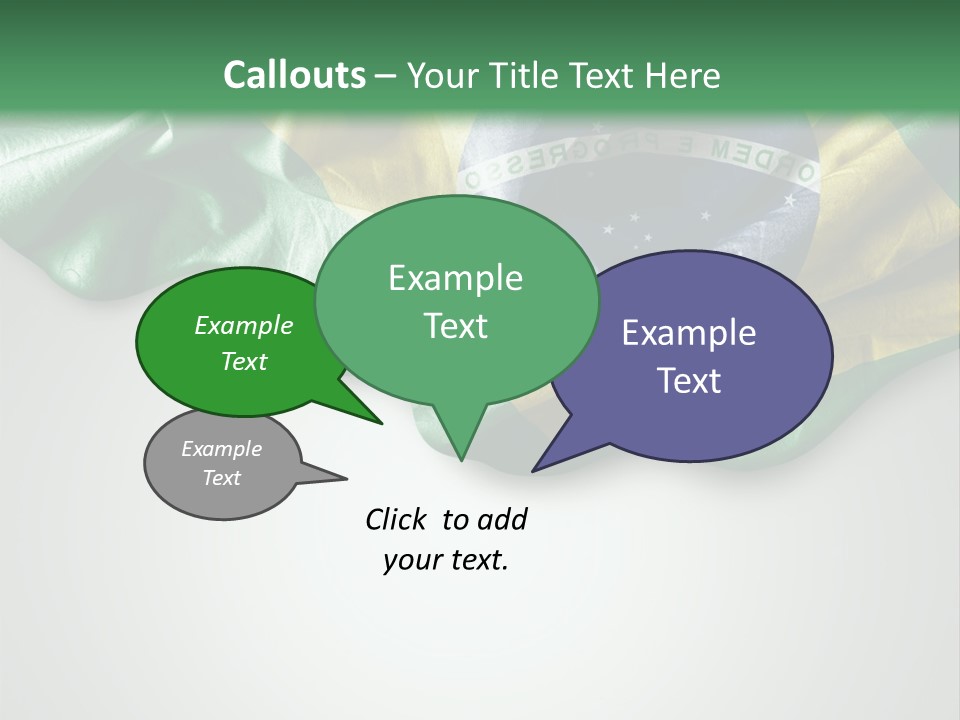 The Flag Of Brazil On A Green And White Background PowerPoint Template