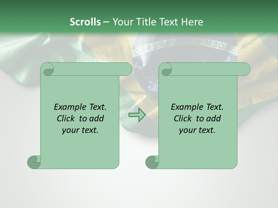 The Flag Of Brazil On A Green And White Background PowerPoint Template