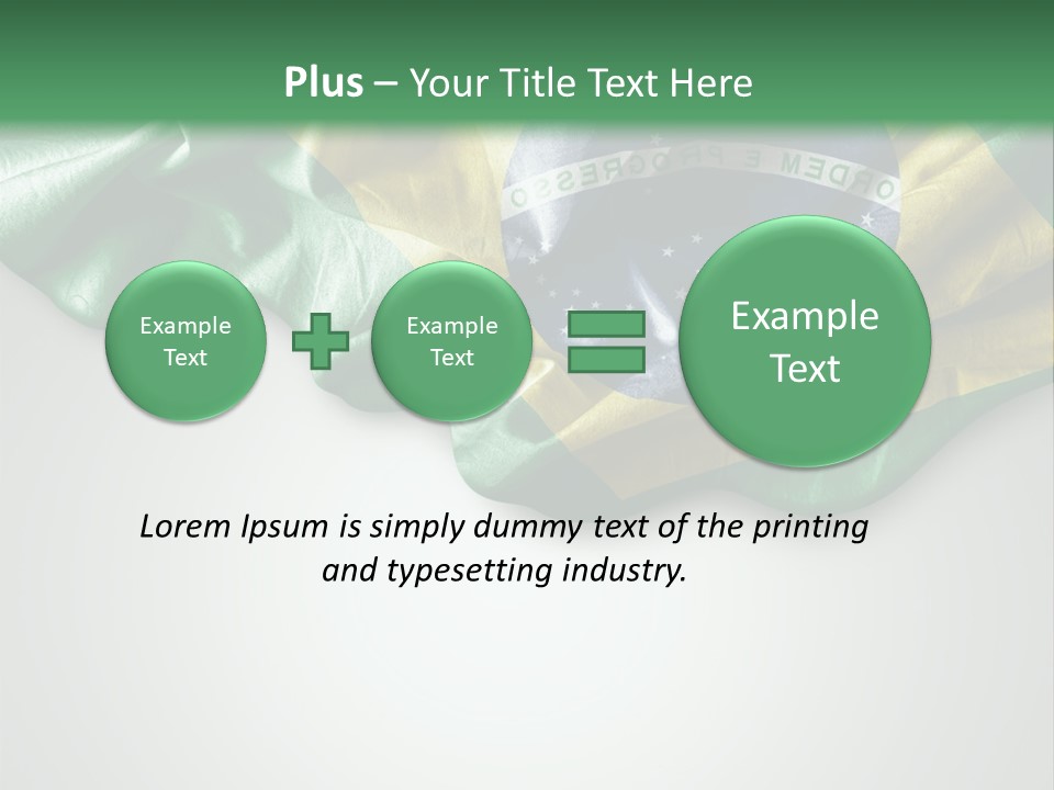 The Flag Of Brazil On A Green And White Background PowerPoint Template