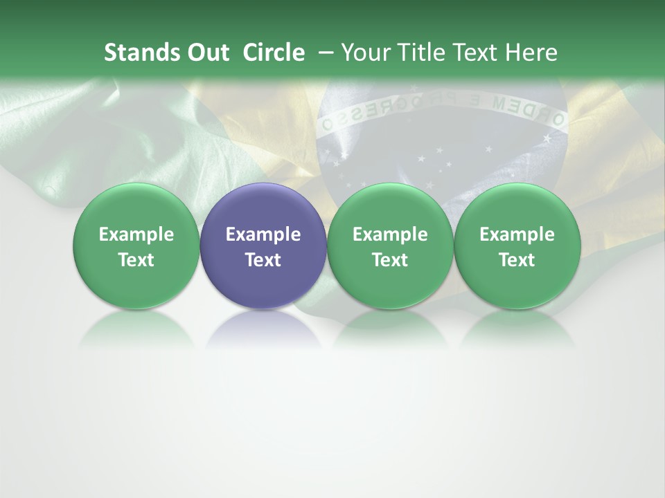 The Flag Of Brazil On A Green And White Background PowerPoint Template