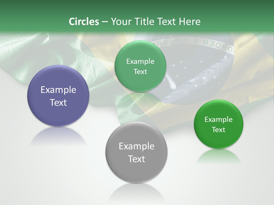 The Flag Of Brazil On A Green And White Background PowerPoint Template