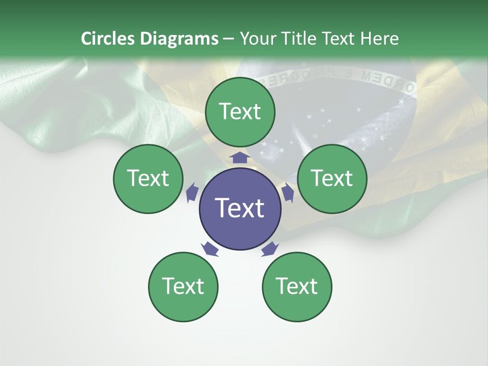 The Flag Of Brazil On A Green And White Background PowerPoint Template