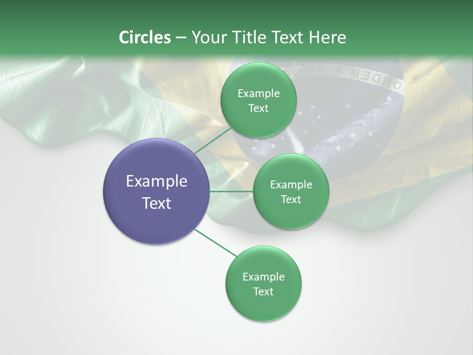 The Flag Of Brazil On A Green And White Background PowerPoint Template