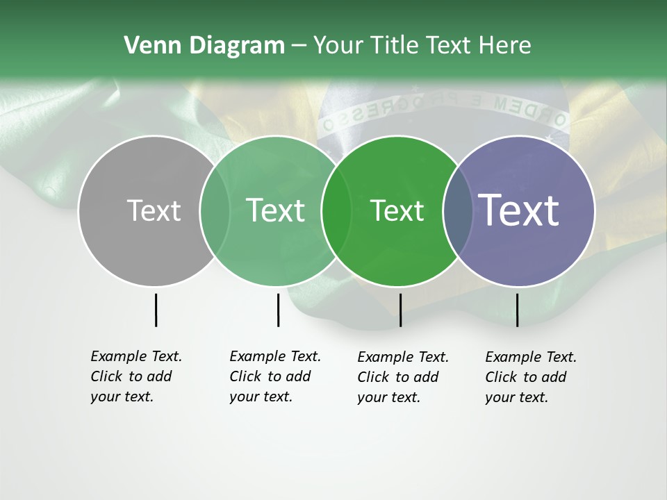 The Flag Of Brazil On A Green And White Background PowerPoint Template