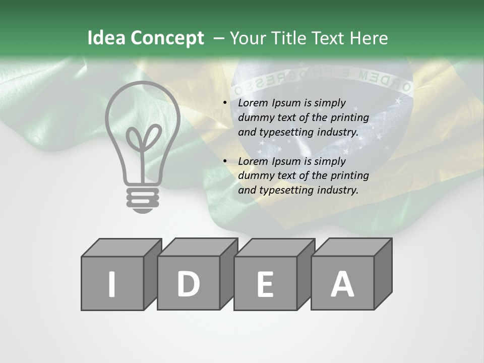 The Flag Of Brazil On A Green And White Background PowerPoint Template