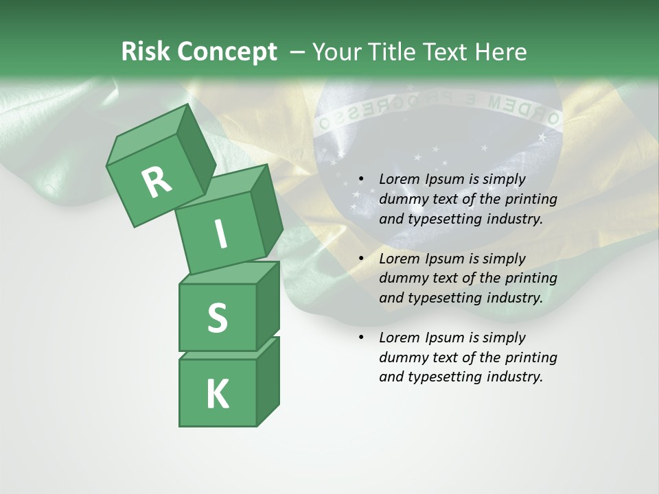 The Flag Of Brazil On A Green And White Background PowerPoint Template