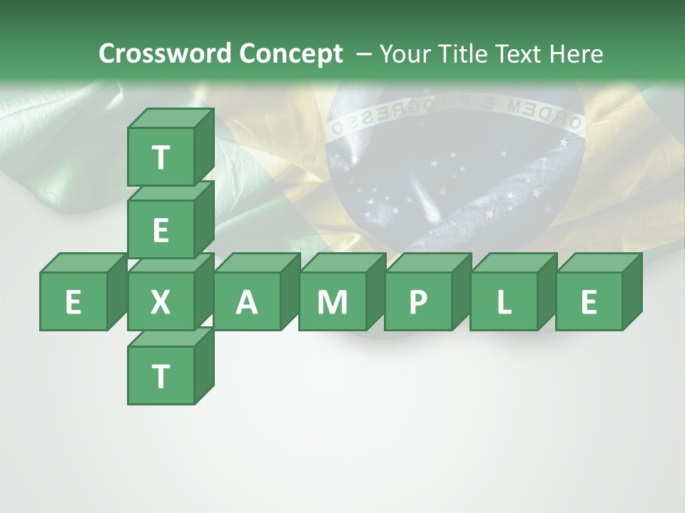 The Flag Of Brazil On A Green And White Background PowerPoint Template