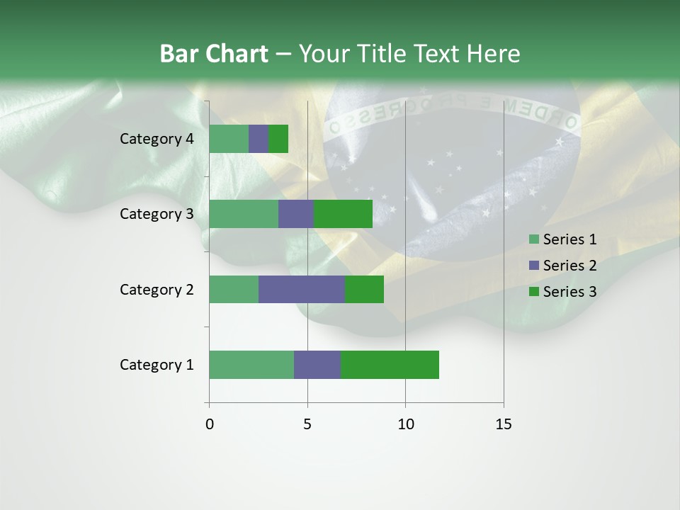 The Flag Of Brazil On A Green And White Background PowerPoint Template
