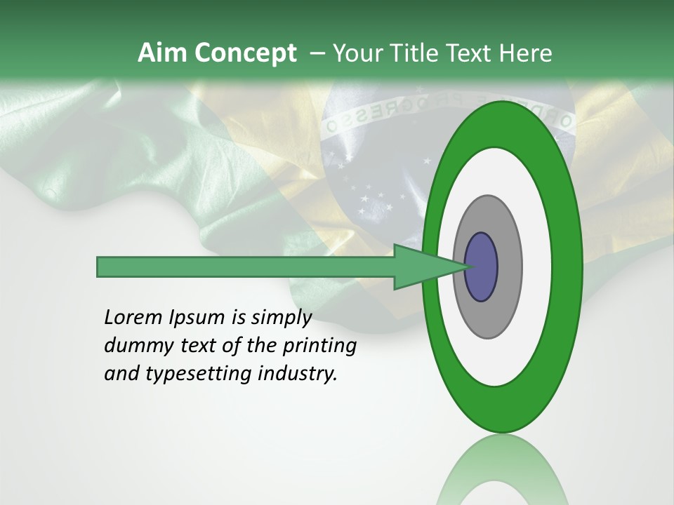 The Flag Of Brazil On A Green And White Background PowerPoint Template