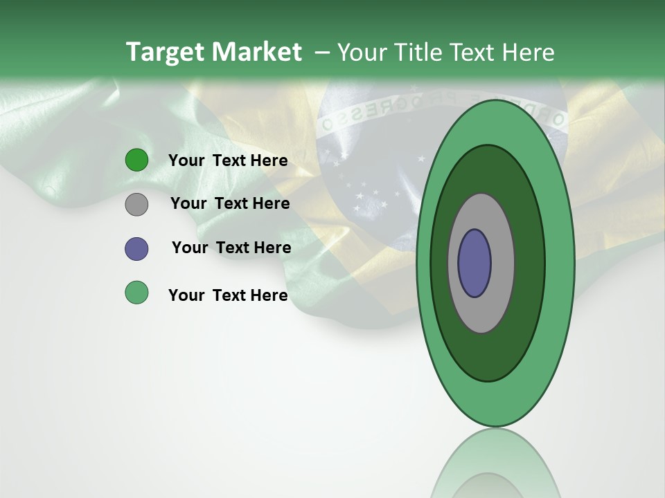 The Flag Of Brazil On A Green And White Background PowerPoint Template