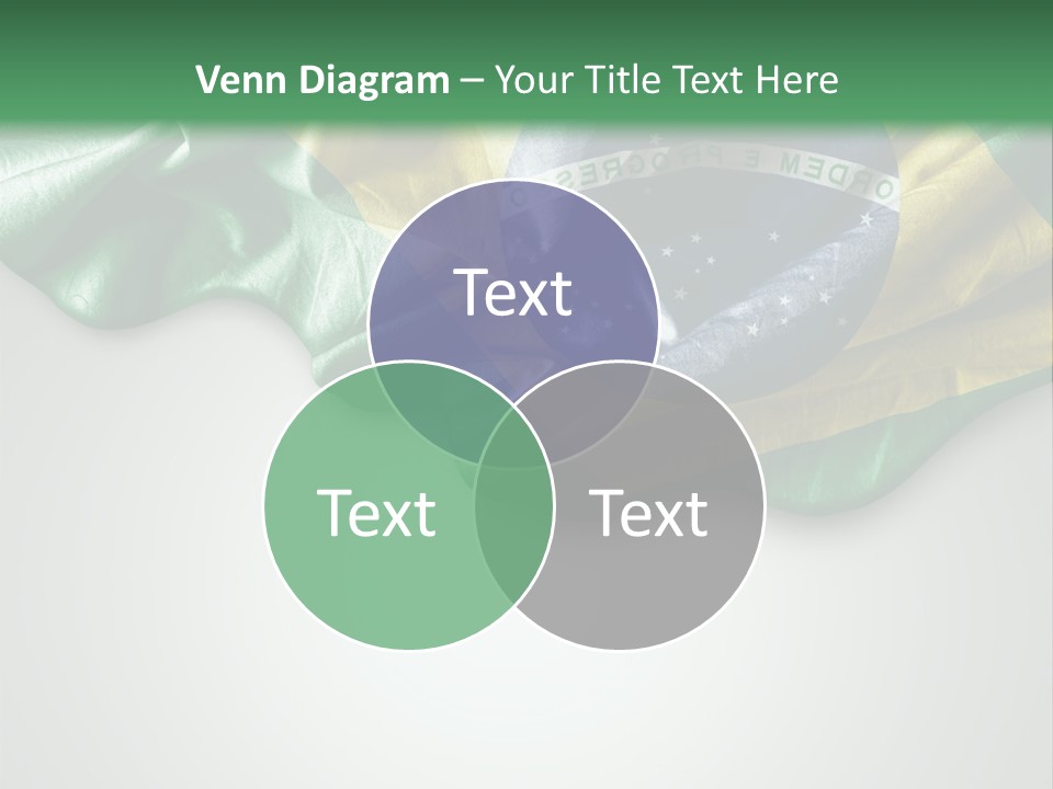 The Flag Of Brazil On A Green And White Background PowerPoint Template