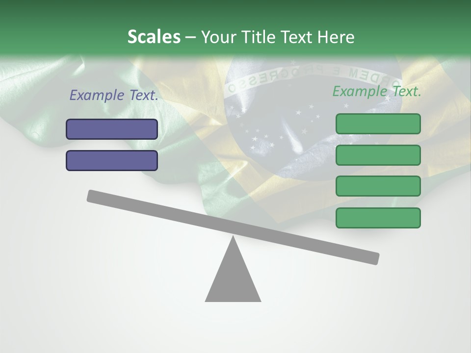 The Flag Of Brazil On A Green And White Background PowerPoint Template
