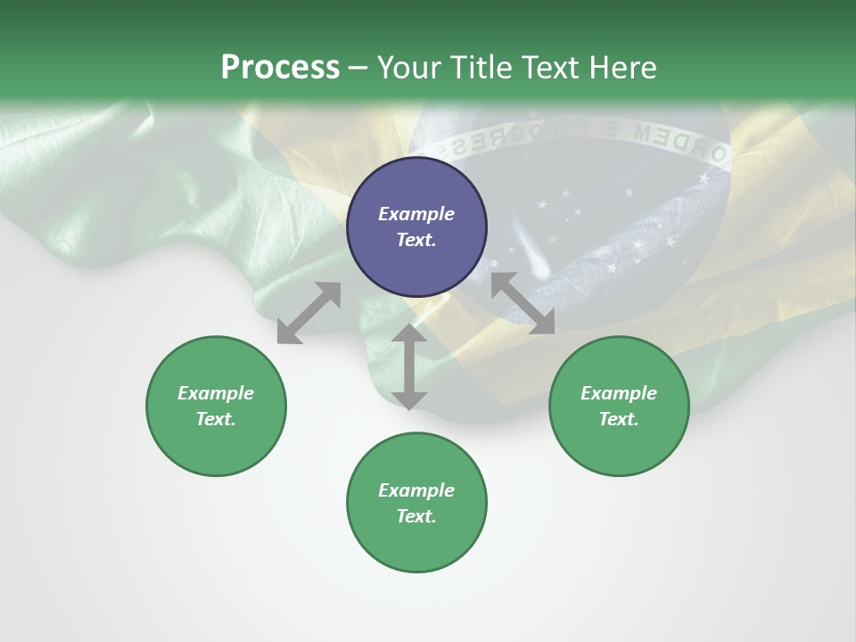 The Flag Of Brazil On A Green And White Background PowerPoint Template