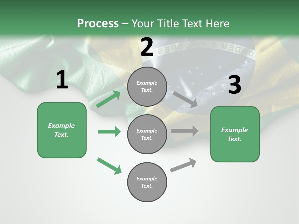 The Flag Of Brazil On A Green And White Background PowerPoint Template