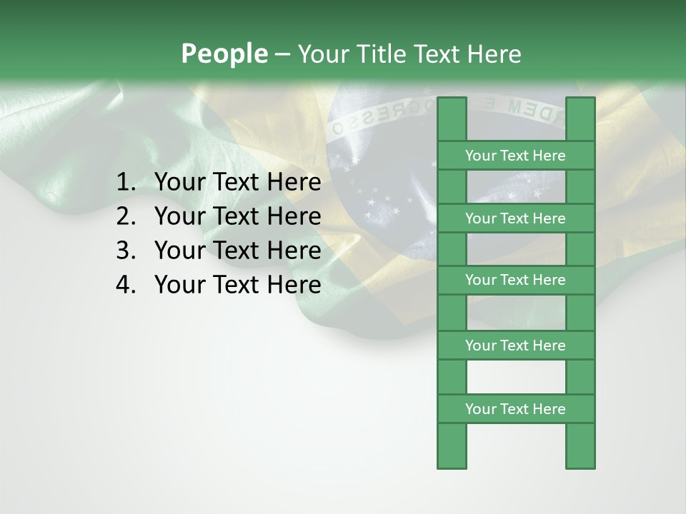 The Flag Of Brazil On A Green And White Background PowerPoint Template