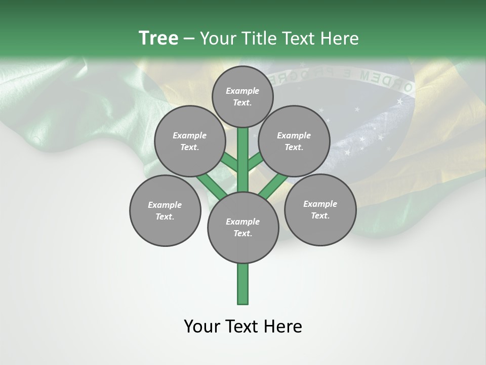 The Flag Of Brazil On A Green And White Background PowerPoint Template