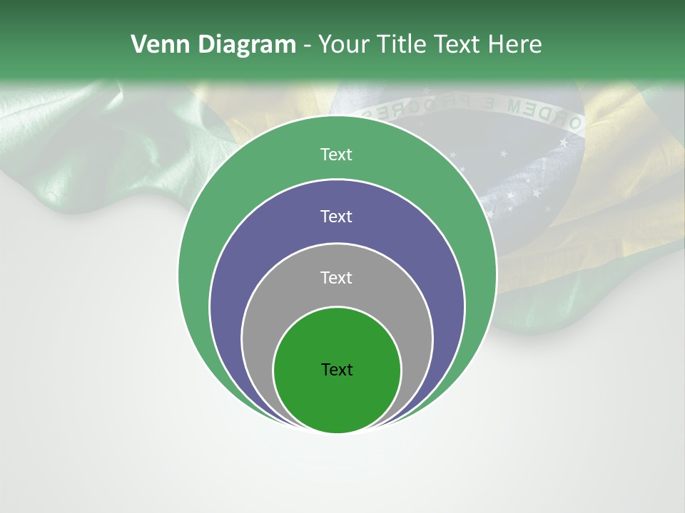 The Flag Of Brazil On A Green And White Background PowerPoint Template