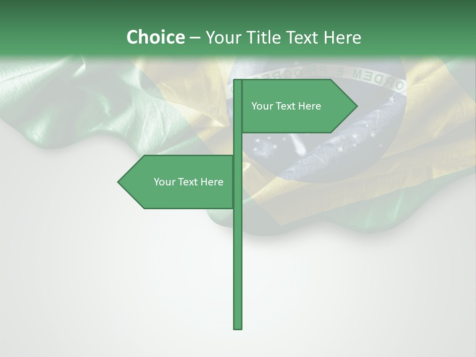 The Flag Of Brazil On A Green And White Background PowerPoint Template
