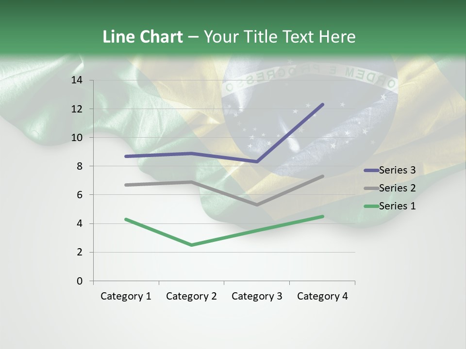 The Flag Of Brazil On A Green And White Background PowerPoint Template