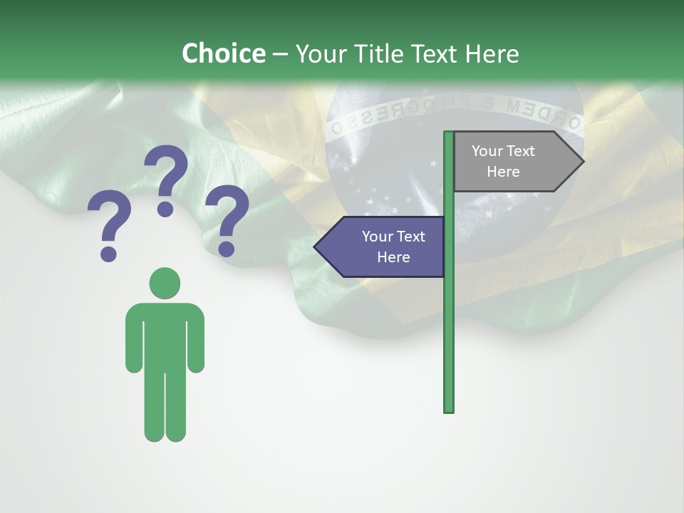 The Flag Of Brazil On A Green And White Background PowerPoint Template