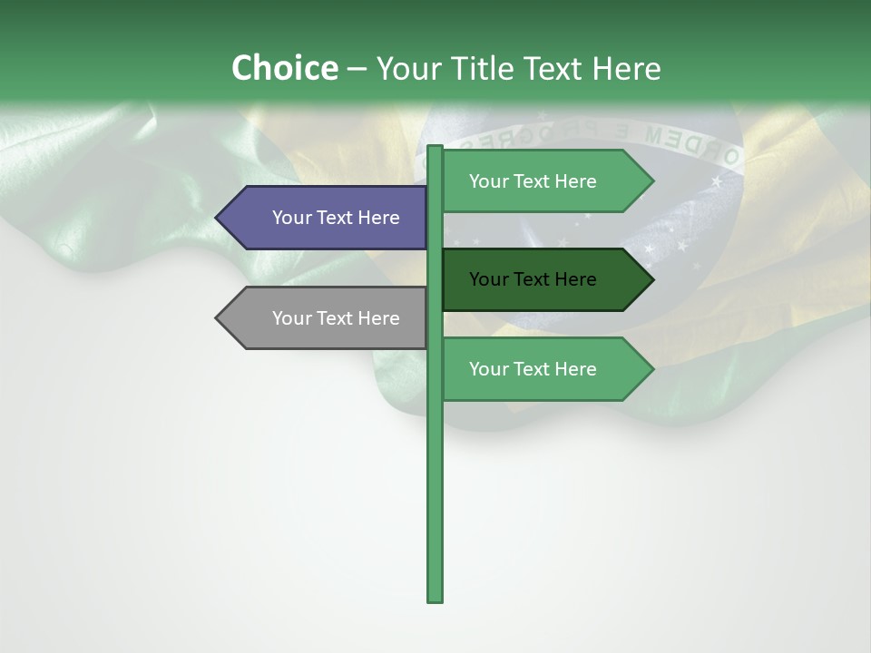 The Flag Of Brazil On A Green And White Background PowerPoint Template